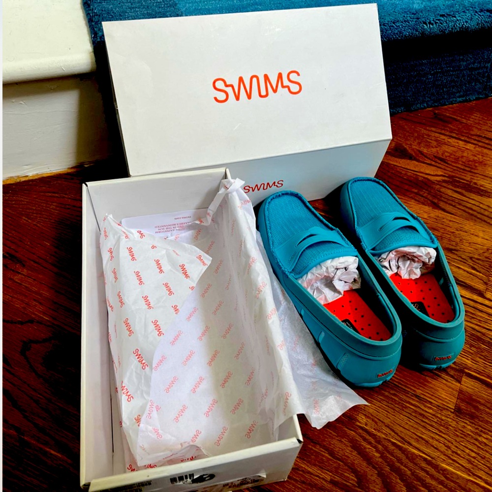 Swims Penny Loafer in Aqua, size 8